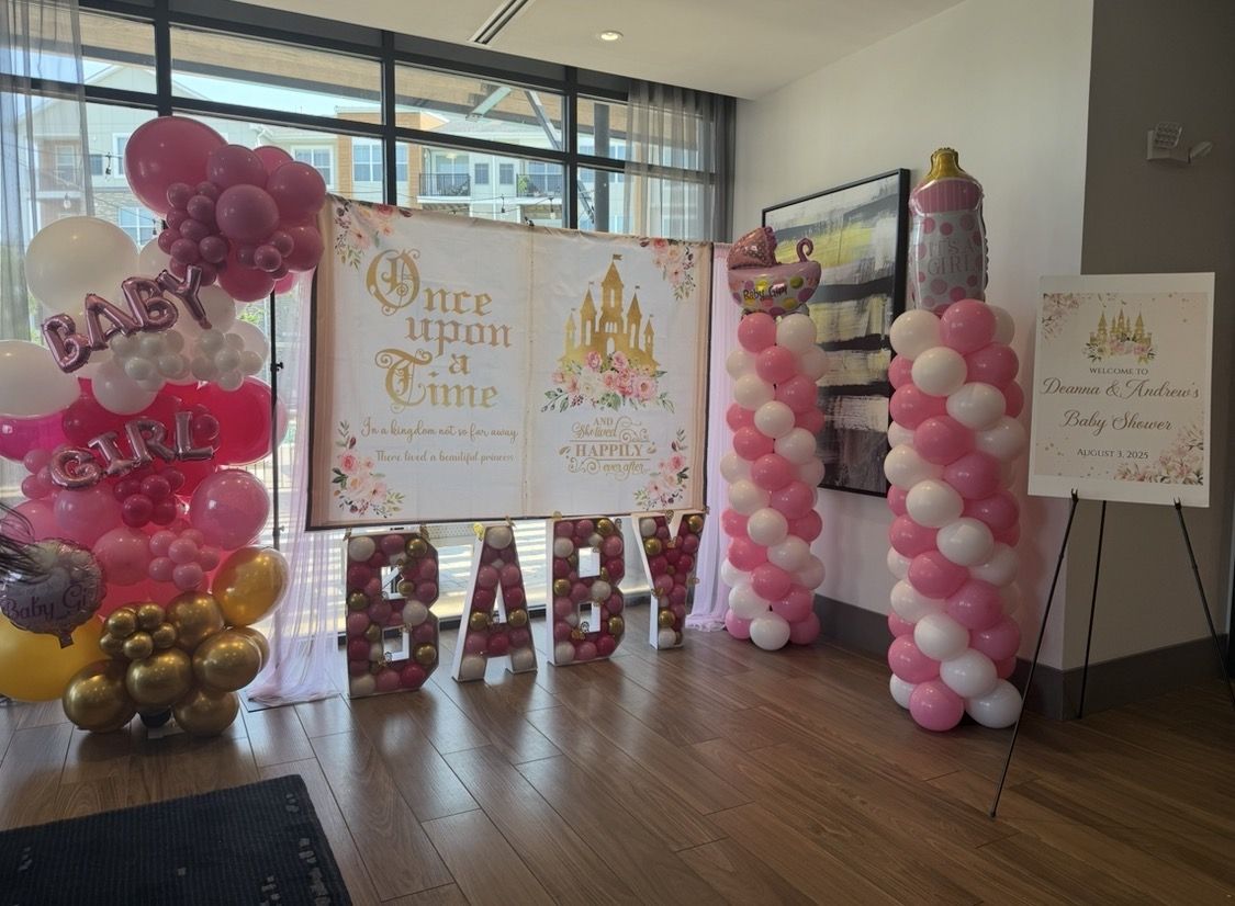 Custom printed "Once Upon a Time" backdrop for a princess baby shower
