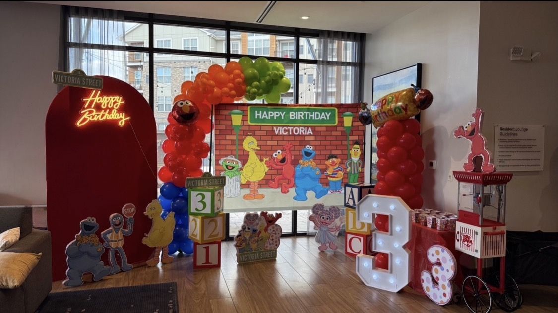 Sesame Street treat table and popcorn cart